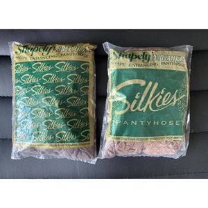 VTG New Silkies Pantyhose Shapely Perfection Size Med (1) Taupe (1) Beige NOS